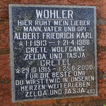 WOHLER Albert Friedrich Karl 1913-1988 &amp; Gretel 1915-2000