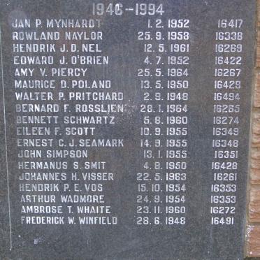 6. South African Legion Remembrance Wall / Suid Afrikaanse Legioen muur van herinnering 1946-1994