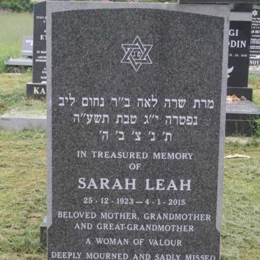 BERMAN Sarah Leah 1923-2015