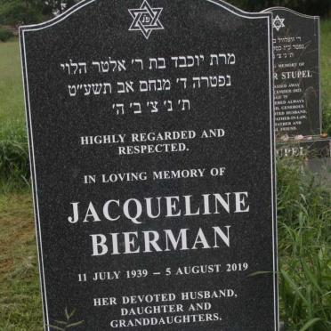 BIERMAN Jacqueline 1939-2019