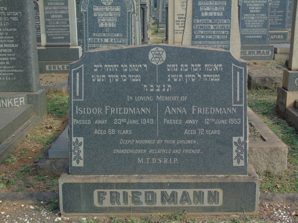 FRIEDMANN Isidor -1949 & Anna -1953