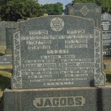 JACOBS Solomon -1951 & Sarah -1951