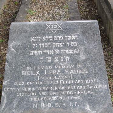 KADIES Beila Leba nee LAZAR -1952