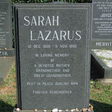 LAZARUS Sarah 1900-1990