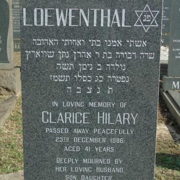 LOEWENTHAL Clarice Hilary -1986