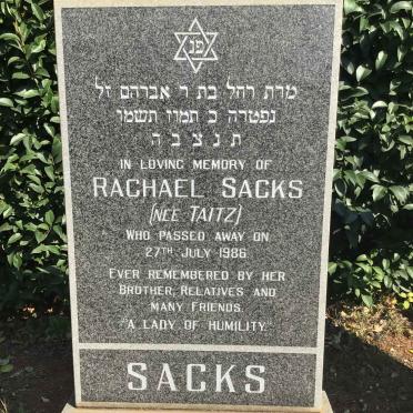 SACKS Rachel nee TAITZ -1986