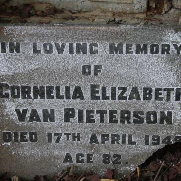 PIETERSON Cornelia Elizabeth, van -194?