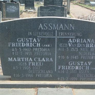 ASSMANN Gustav Friedrich 1871-1959 &amp; Adriana VAN DEN BRAND 1873-1945