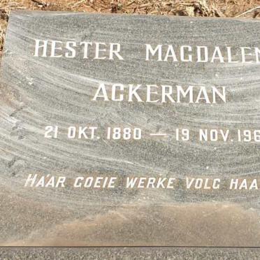 ACKERMAN Hester Magdalena 1880-1964