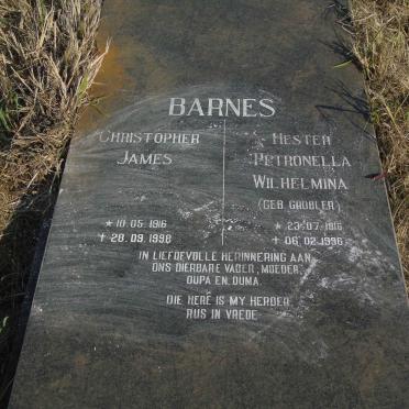 BARNES Christopher James 1916-1998 &amp; Hester Petronella Wilhelmina GROBLER 1916-1996