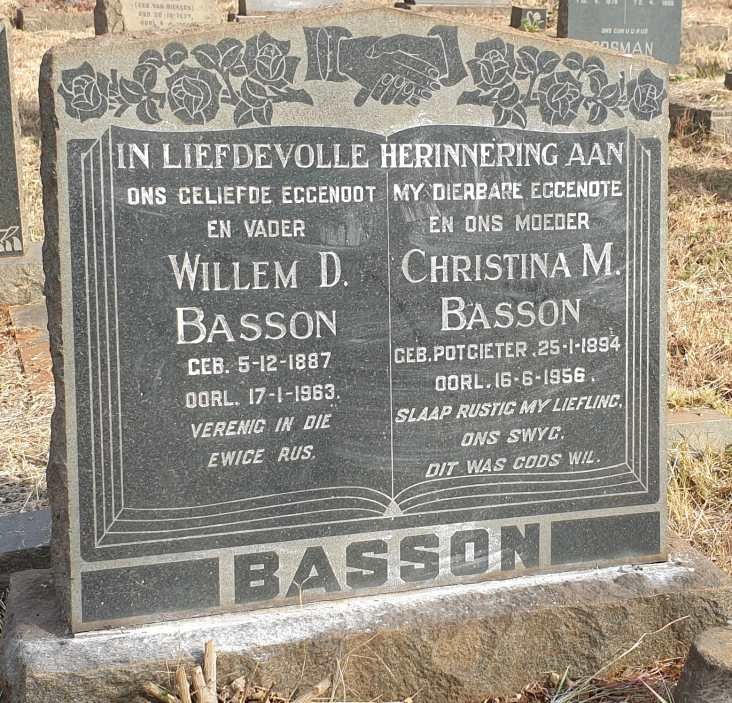BASSON Willem D. 1887-1963 & Christina M. POTGIETER 1894-1956