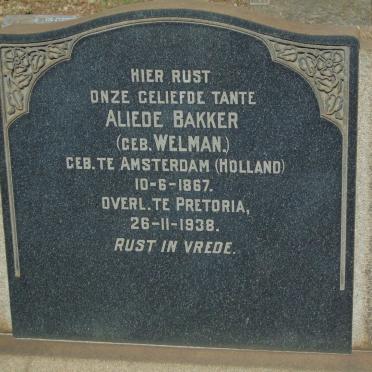 BAKKER Aliede nee WELMAN 1867-1938