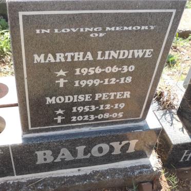 BALOYI Modise Peter 1953-2023 & Martha Lindiwe 1956-1999