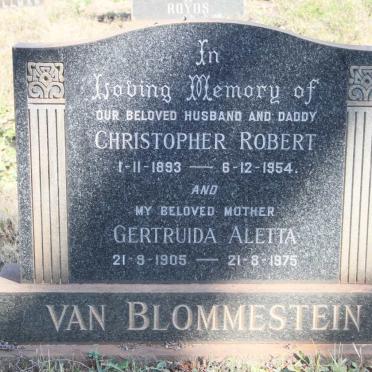 BLOMMESTEIN Christopher Robert, van 1893-1954 &amp; Gertruida Aletta 1905-1975