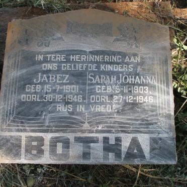 BOTHA Jabez 1901-1946 & Sarah Johanna 1903-1946