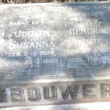 BOUWER Hendrik Andries 1920-1956 & Judith Susanna 1920-1985