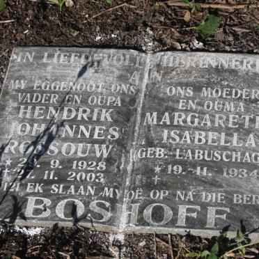 BOSHOFF Hendrik Johannes Rossouw 1928-2003 &amp; Margaretha Isabella LABUSCHAGNE 1934-