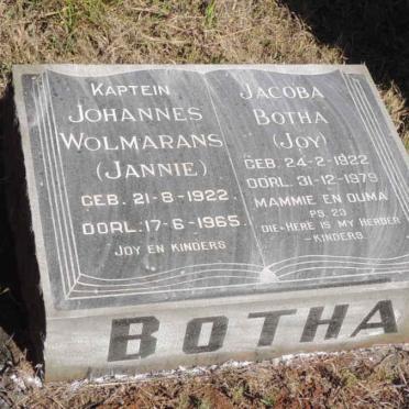 BOTHA Johannes Wolmarans 1922-1965 &amp; Jacoba 1922-1979