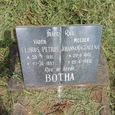 BOTHA Florus Petrus 1881-1957 & Johanna Magdalena 1901-1969