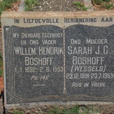 BOSHOFF Willem Hendrik 1892-1953 &amp; Sarah J.C. WESSELS 1891-1969