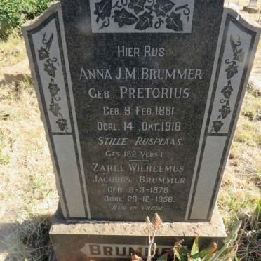 BRUMMER Zarel Wilhelmus Jacobus 1878-1956 & Anna J.M. PRETORIUS 1881-1918
