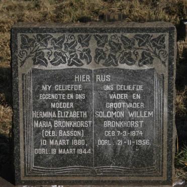 BRONKHORST Solomon Willem 1874-1956 & Hermina Elizabeth Maria BASSON 1880-1944