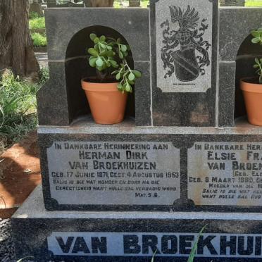 BROEKHUIZEN Herman Dirk, van 1871-1953 &amp; Elsie Franzina ELOFF 1890-1945