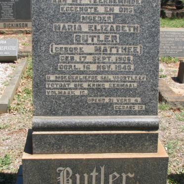 BUTLER Maria Elizabeth nee MATTHEE 1906-1946