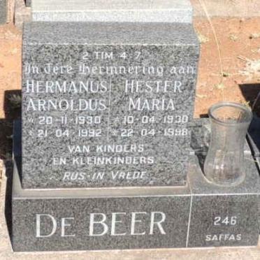 BEER Hermanus Arnoldus, de 1930-1992 & Hester Maria 1930-1998