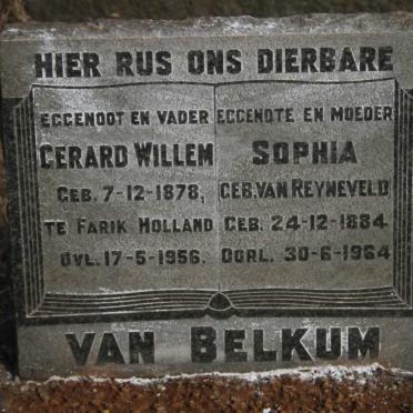BELKUM Gerard Willem, van 1878-1956 & Sophia VAN REYNEVELD 1884-1964
