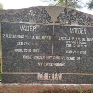 BEER Zacharias H.J.J., de 1870-1957 & Engela P.J.M. VAN STADEN 1876-1958