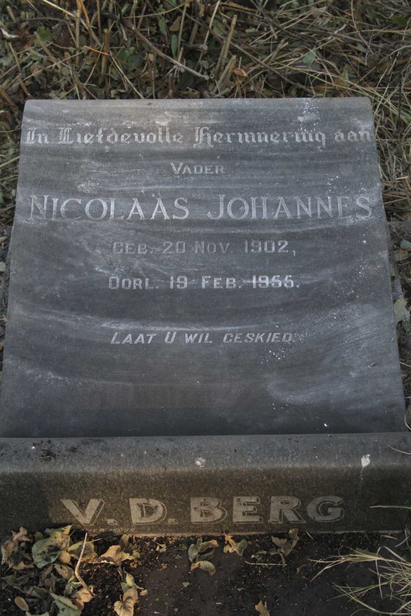 BERG Nicolaas Johannes, v.d. 1902-1955
