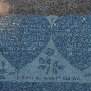 BEER Willem Cornelis Johannes, de 1909-1957 &amp; Maria Magdalena COETZEE 1909-1965