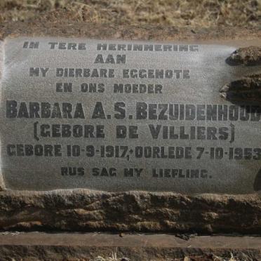BEZUIDENHOUD Barbara A.S. nee DE VILLIERS 1917-1953