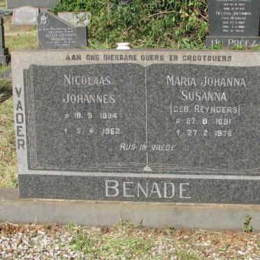 BENADE Nicolaas Johannes 1894-1962 &amp; Maria Johanna Susanna REYNDERS 1891-1976