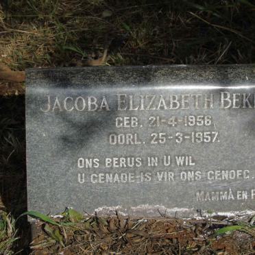 BEKKER Jacoba Elizabeth 1956-1957