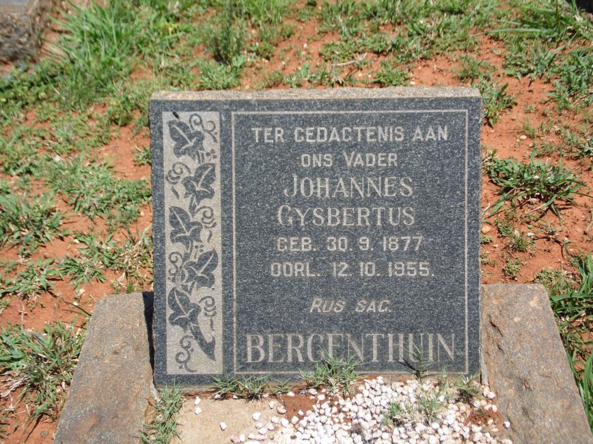 BERGENTHUIN Johannes Gysbertus 1877-1955