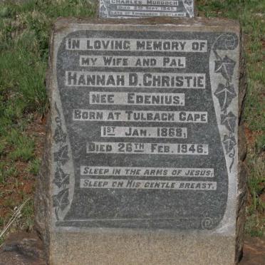 CHRISTIE Hannah D. nee EDENIUS 1868-1946