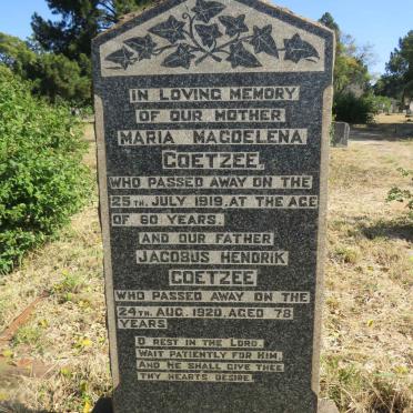 COETZEE Jacobus Hendrik -1920 & Maria Magdelena -1919
