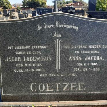 COETZEE Jacob Lodewikus 1897-1965 &amp; Anna Jacoba 1902-1989