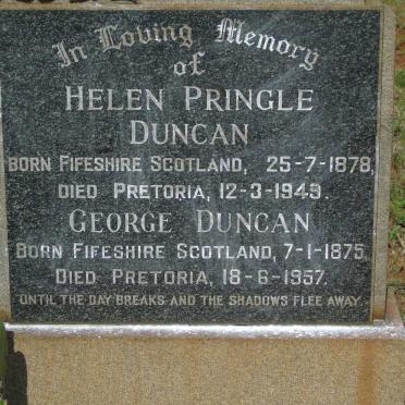 DUNCAN George 1875-1957 & Helen Pringle 1878-1949