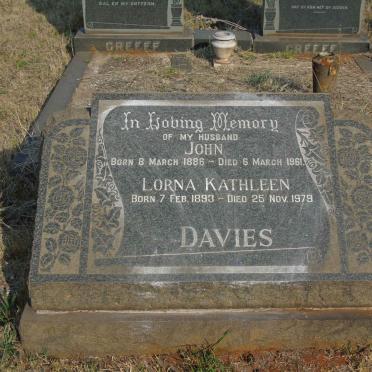 DAVIES John 1886-1961 &amp; Lorna Kathleen 1893-1979