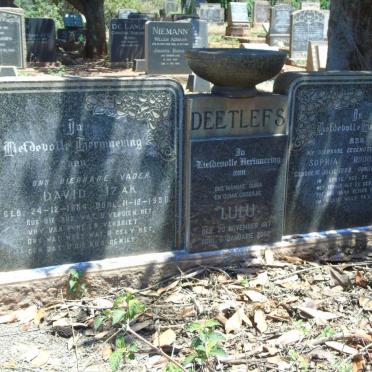 DEETLEFS David Izak 1884-1950 & Sophia Rudolphinia 1888-1949 :: DEETLEFS Lulu 1917-2002