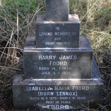 FOORD Harry James 1856-1933 & Isabella Maria LENNOX 1870-1959