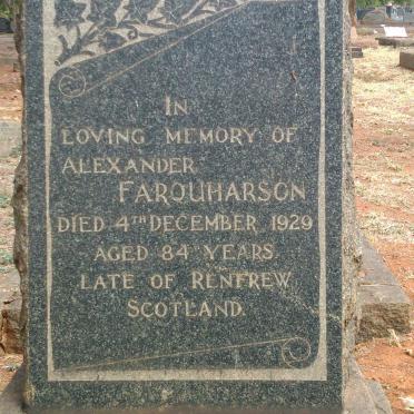 FARQUHARSON Alexander -1929