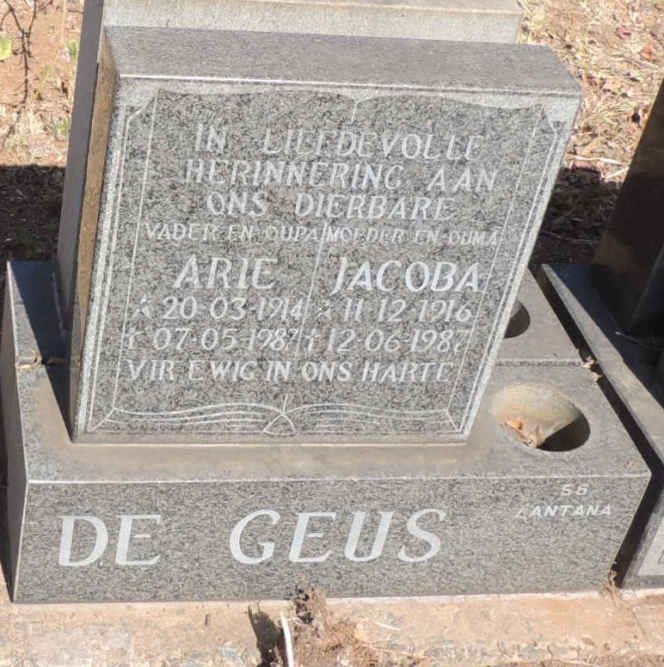 GEUS Arie, de 1914-1987 & Jacoba 1916-1987