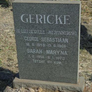GERICKE George Sebastiaan 1949-1966 & Sarah Maryna 1956-1973