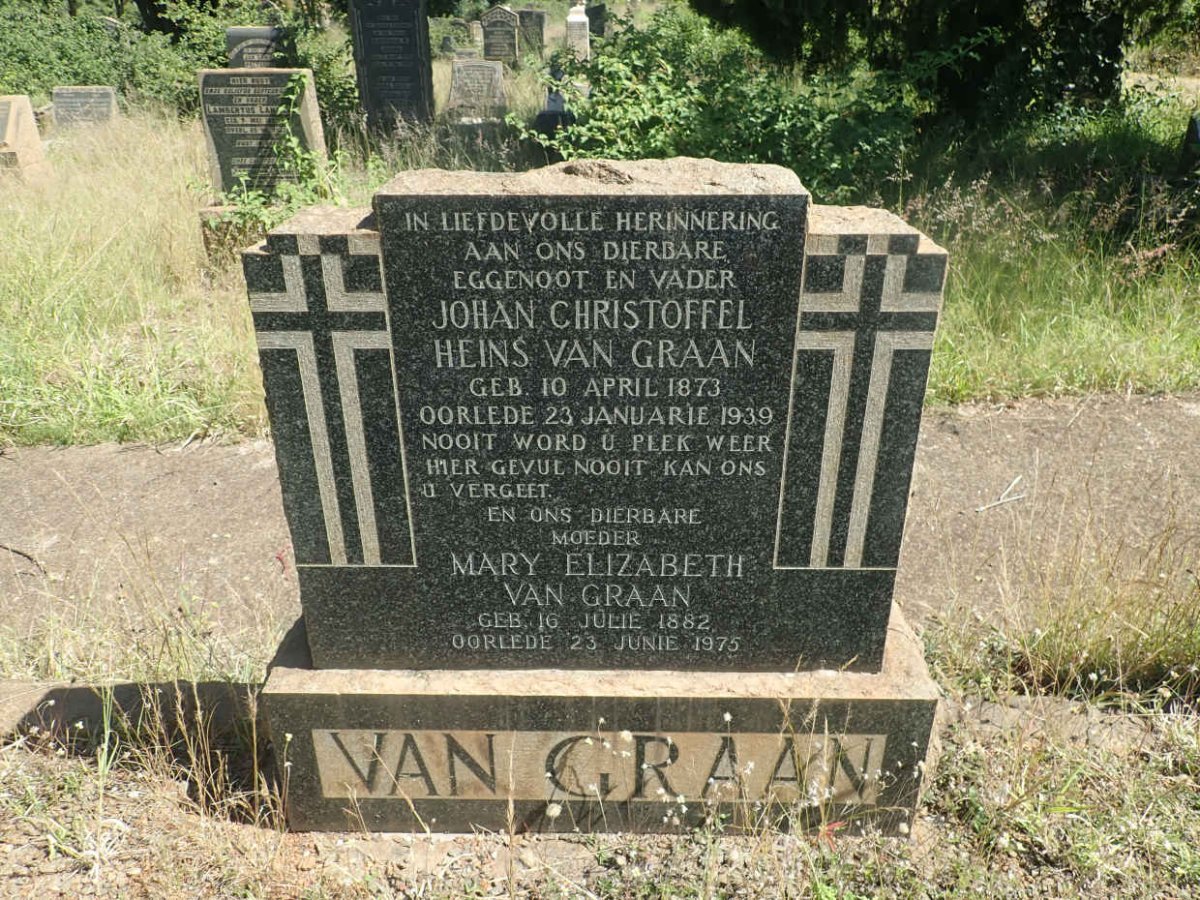 GRAAN Johan Christoffel Heins, van 1873-1939 &amp; Mary Elizabeth 1882-1975