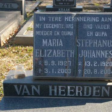 HEERDEN Stephanus Johannes, van 1920-2004 &amp; Maria Elizabeth 1927-2003