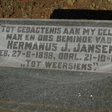 JANSEN Hermanus J. 1898-1937